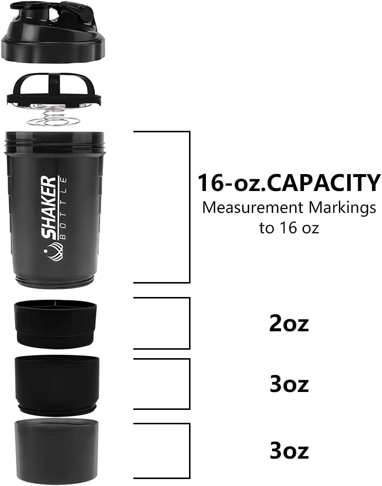 Termo Mezclador Proteína 500ml Gimnasio Con Almacenamiento